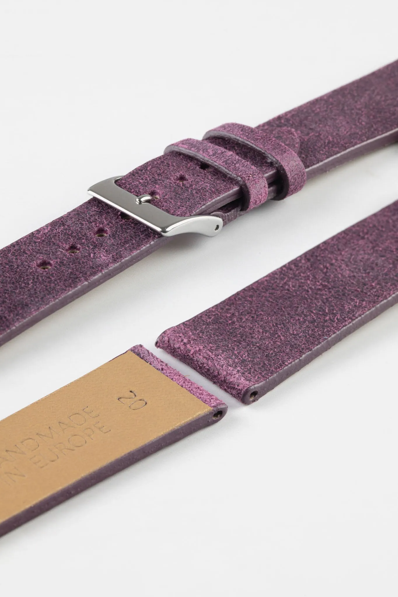 Pebro BARBOUR Waxed Calfskin Leather Watch Strap in PURPLE