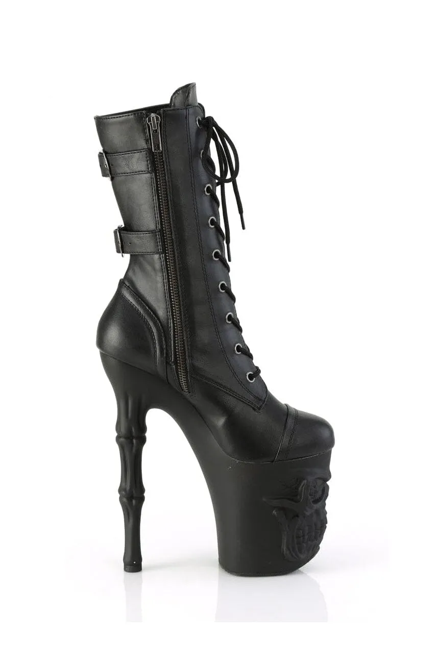 RAPTURE-1047 Black Faux Leather Knee Boot