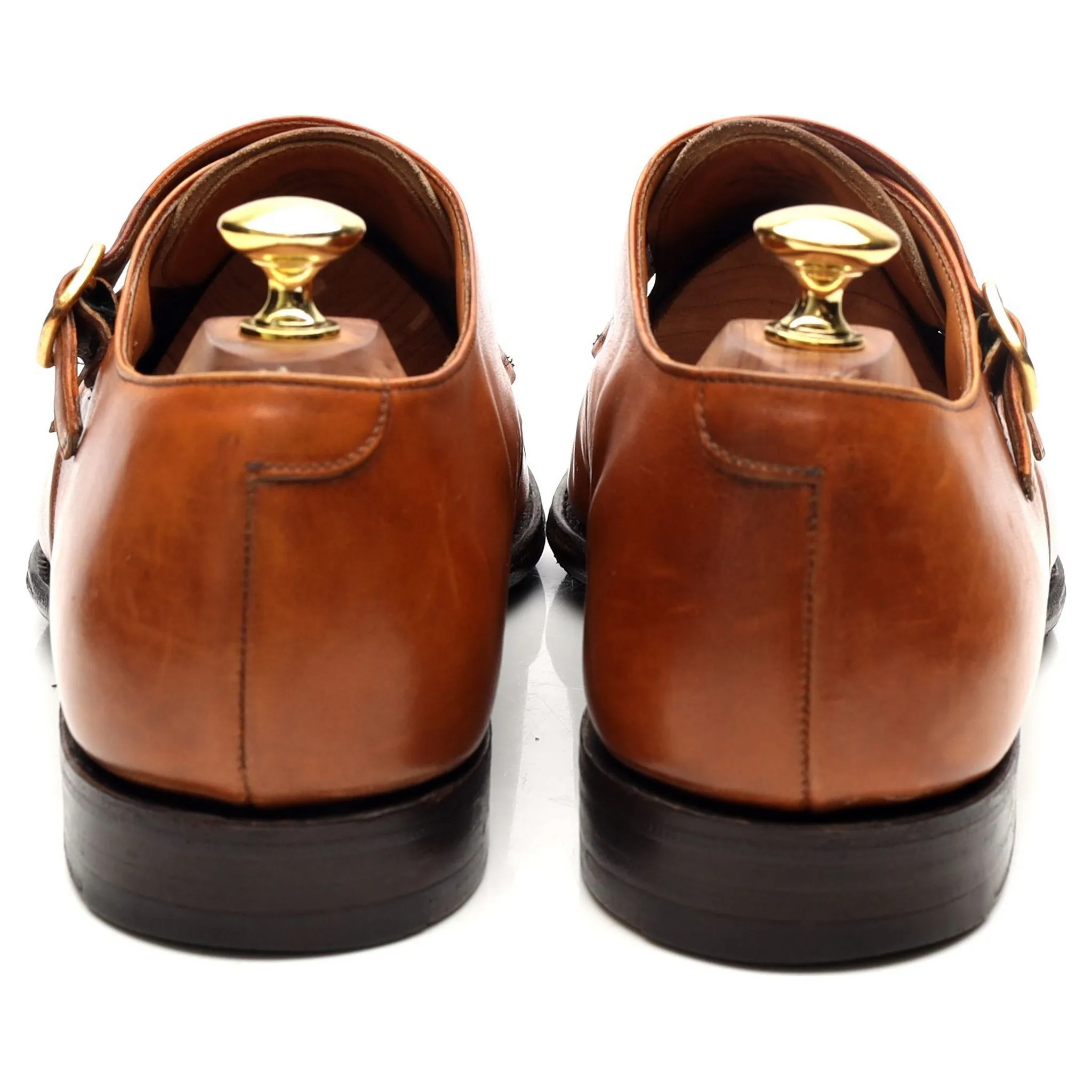 Tan Brown Leather Double Monk Strap UK 8 F